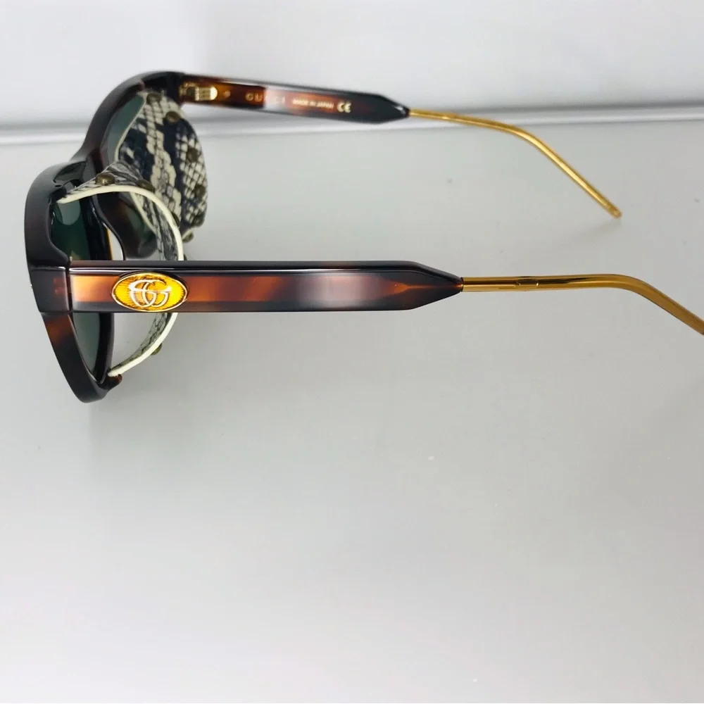 New - Gucci Men’s Snakeskin Sunglasses GG0671S 002 Havana Limited edit…